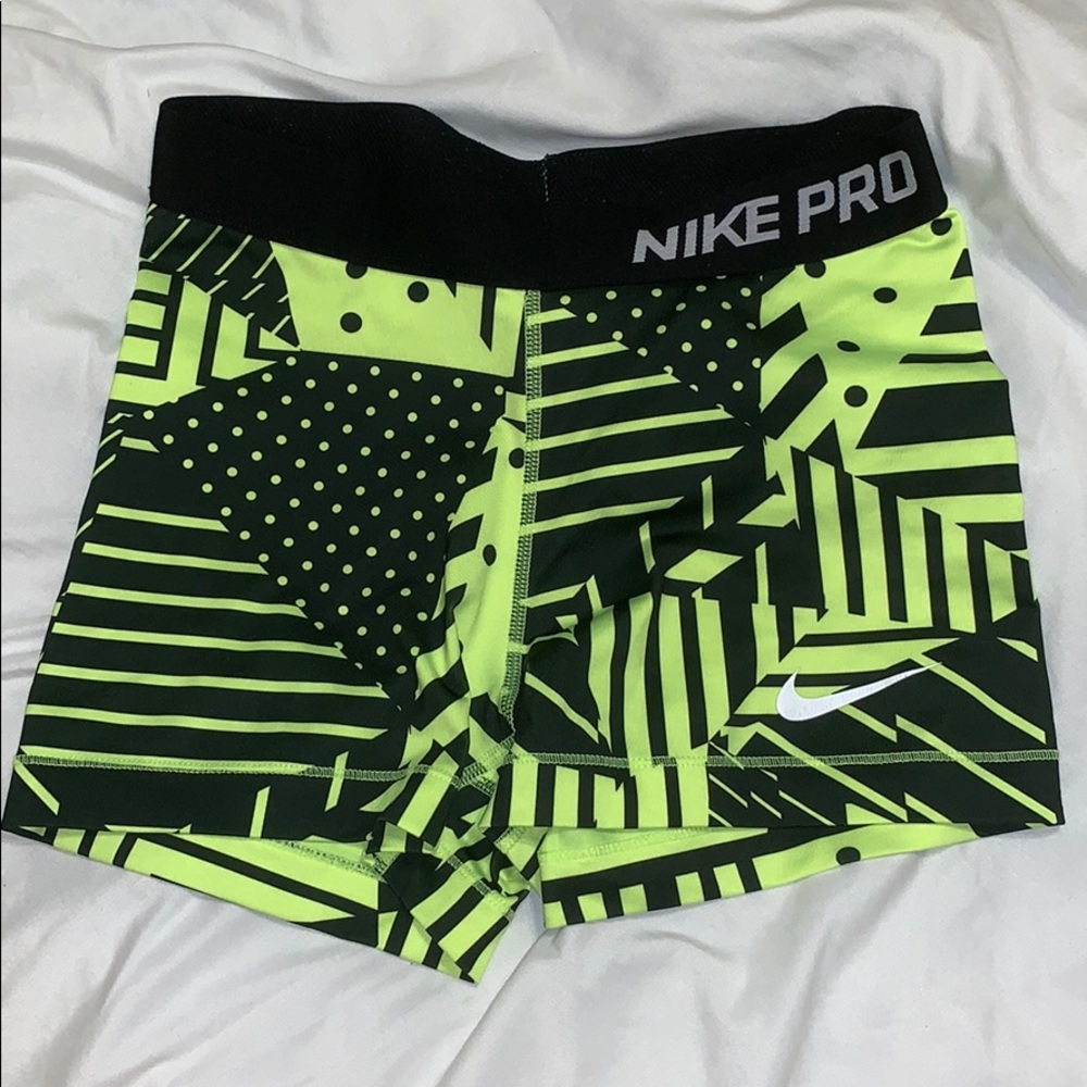 Nike Pro yellow & black pattern spandex shorts
